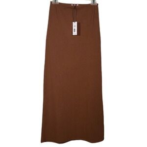 NEW WeWoreWhat Womens Skirt Pull On Midi Saddle Brown Jersey Bodycon Chic Sz XS